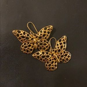 COACH Gold Butterfly Earrings with signature “C”